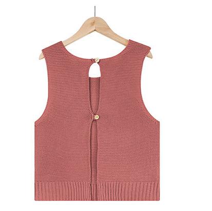 Summer's All Match Solid Color Camisole Knitted Button Vest