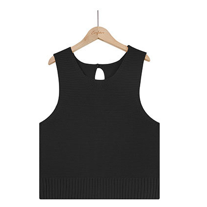 Summer's All Match Solid Color Camisole Knitted Button Vest