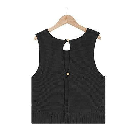 Summer's All Match Solid Color Camisole Knitted Button Vest