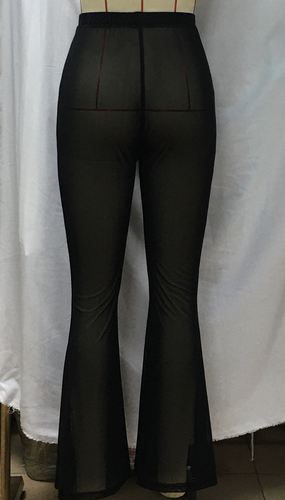 Casual Pants Sheer Mesh Slightly Flared Beach Trousers