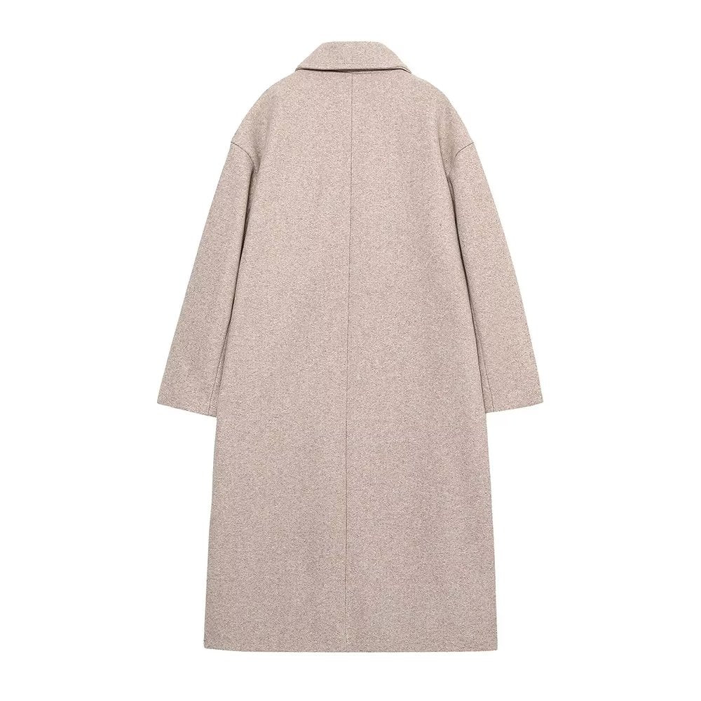 Double Breasted Loose Four Colors Woolen Coat Outerwear