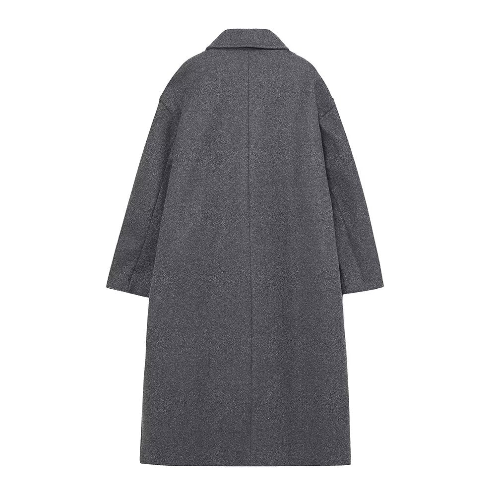 Double Breasted Loose Four Colors Woolen Coat Outerwear