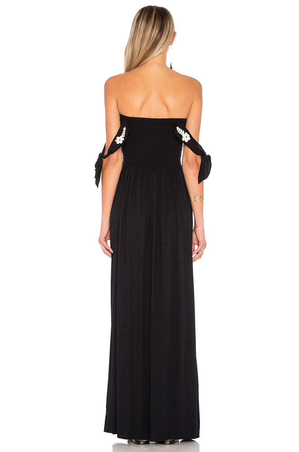 Bohemian Vacation Embroidered Dress Collar Shoulder Hanging Long Dress