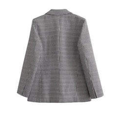 Niche Plaid Pattern Wide Double Breasted Blazer