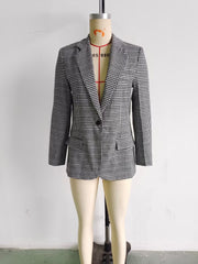 Niche Plaid Pattern Wide Double Breasted Blazer