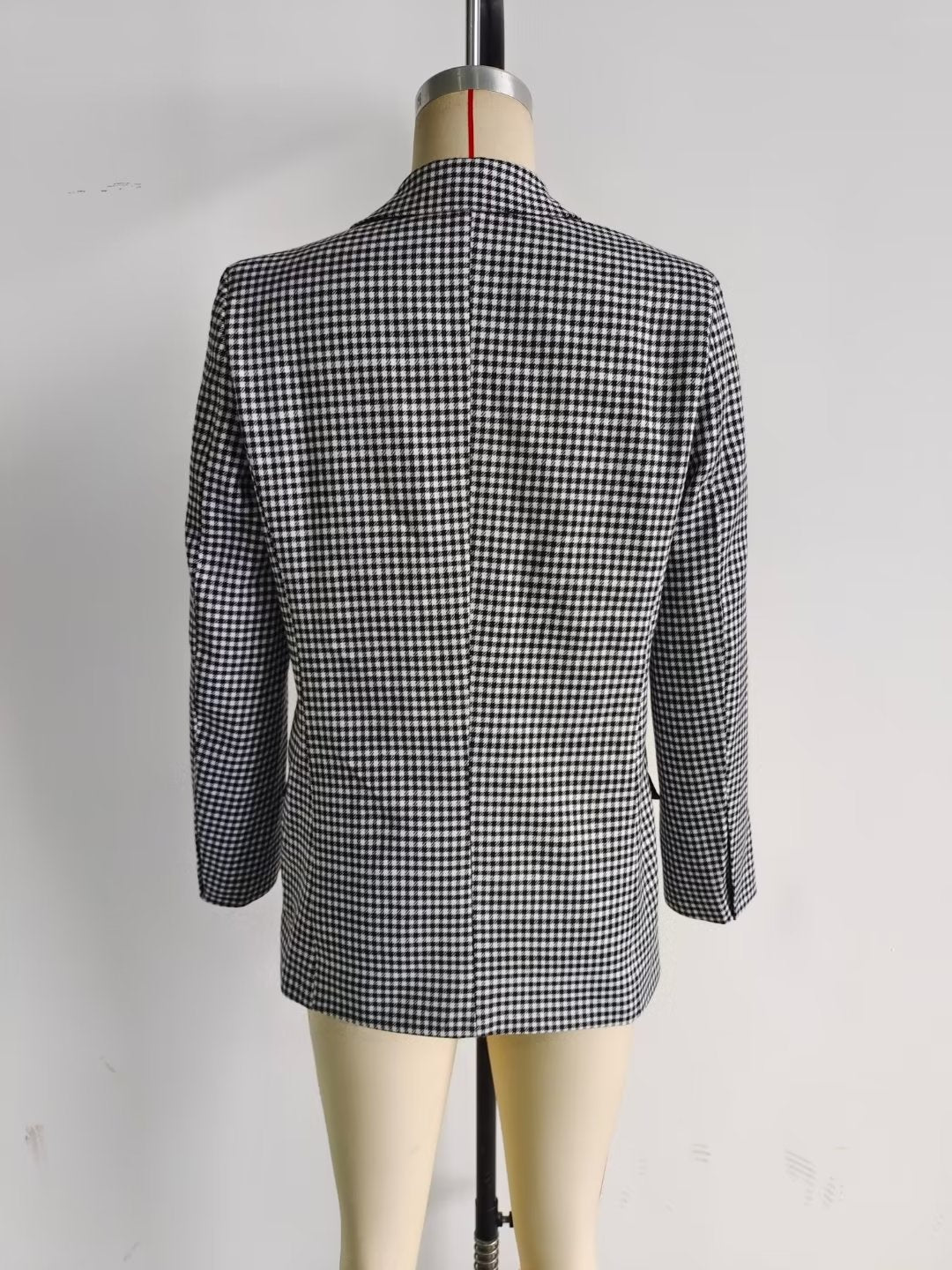 Niche Plaid Pattern Wide Double Breasted Blazer