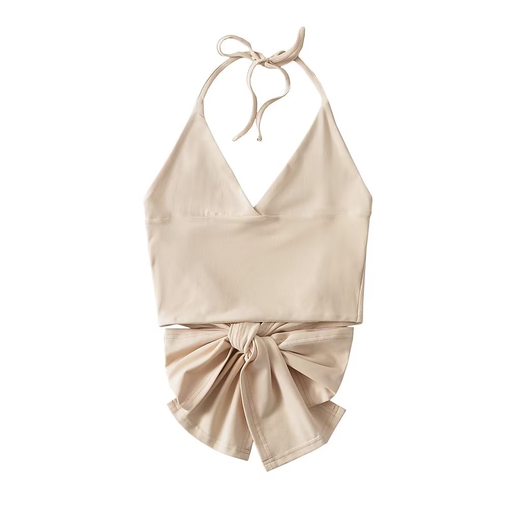 Design Satin de Soie Texture Courte Licou Enveloppé Poitrine