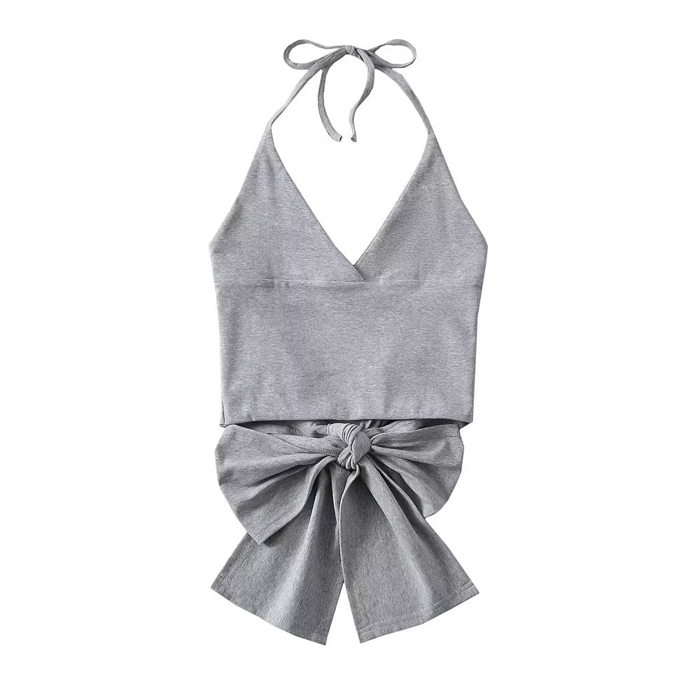 Design Satin de Soie Texture Courte Licou Enveloppé Poitrine
