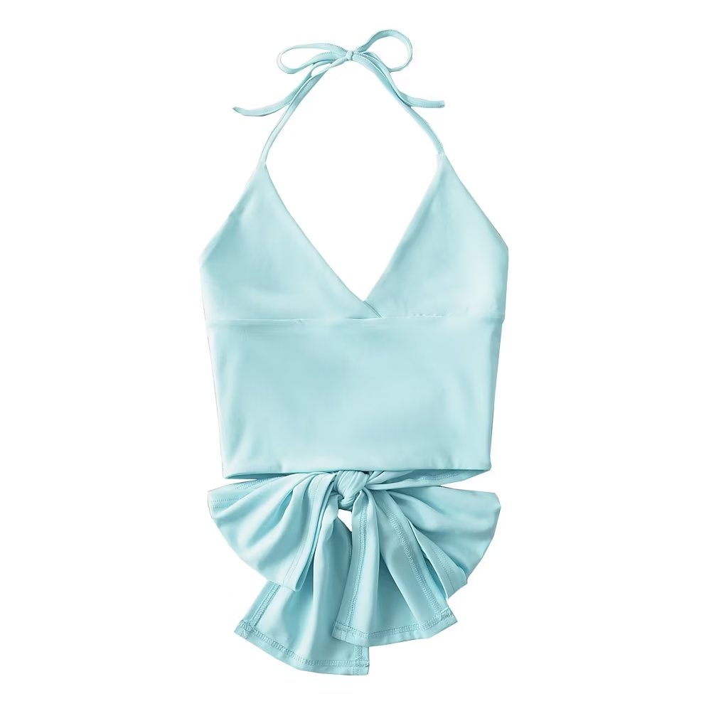 Design Satin de Soie Texture Courte Licou Enveloppé Poitrine