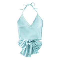 Design Satin de Soie Texture Courte Licou Enveloppé Poitrine