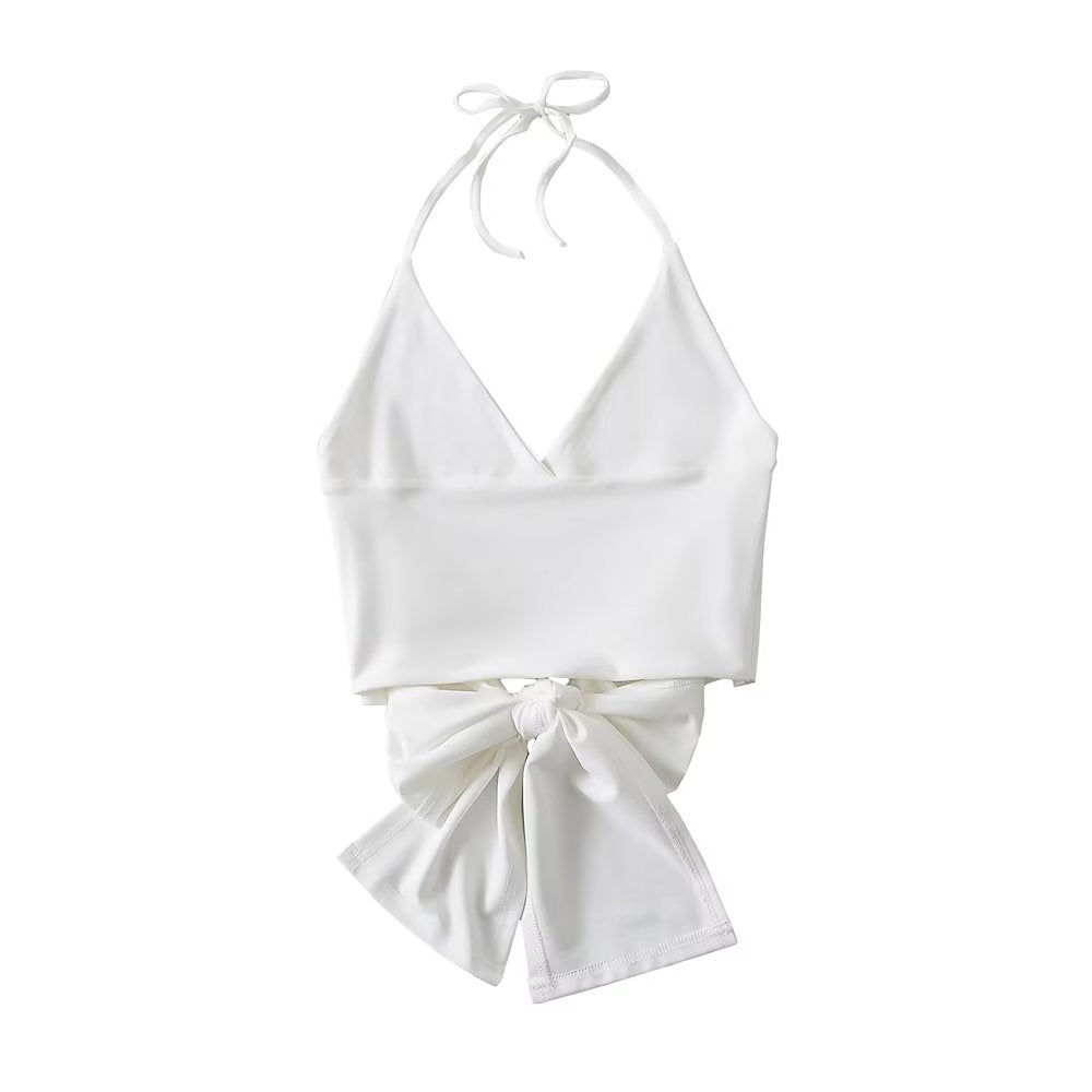 Design Satin de Soie Texture Courte Licou Enveloppé Poitrine