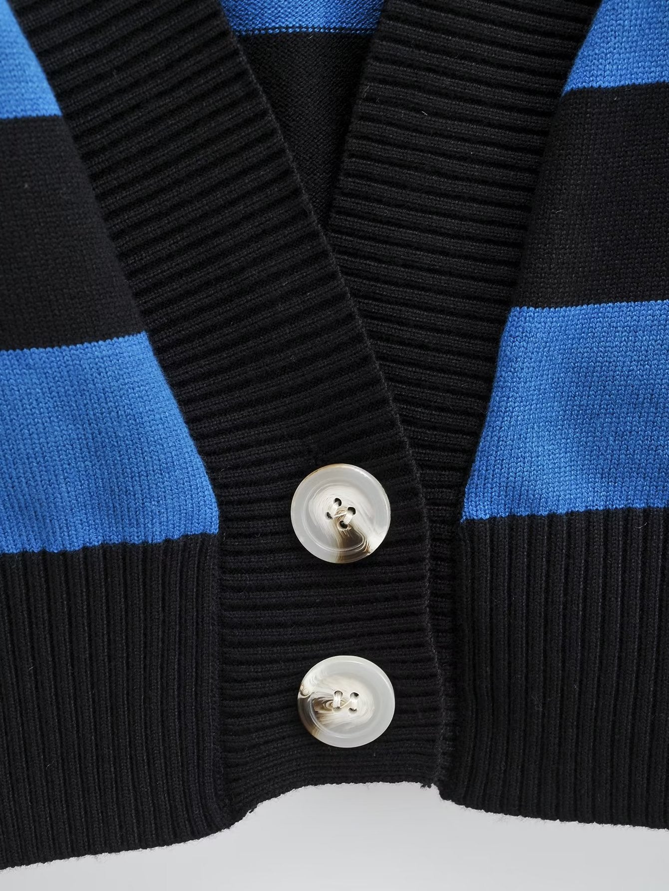 Personalized Striped Gradient Color Single Breasted Cardigan Top Loose Slimmingable All Match Sweater