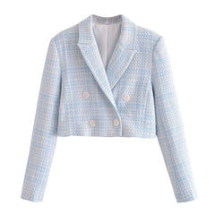 Casual Texture Double Breasted Short Blazer