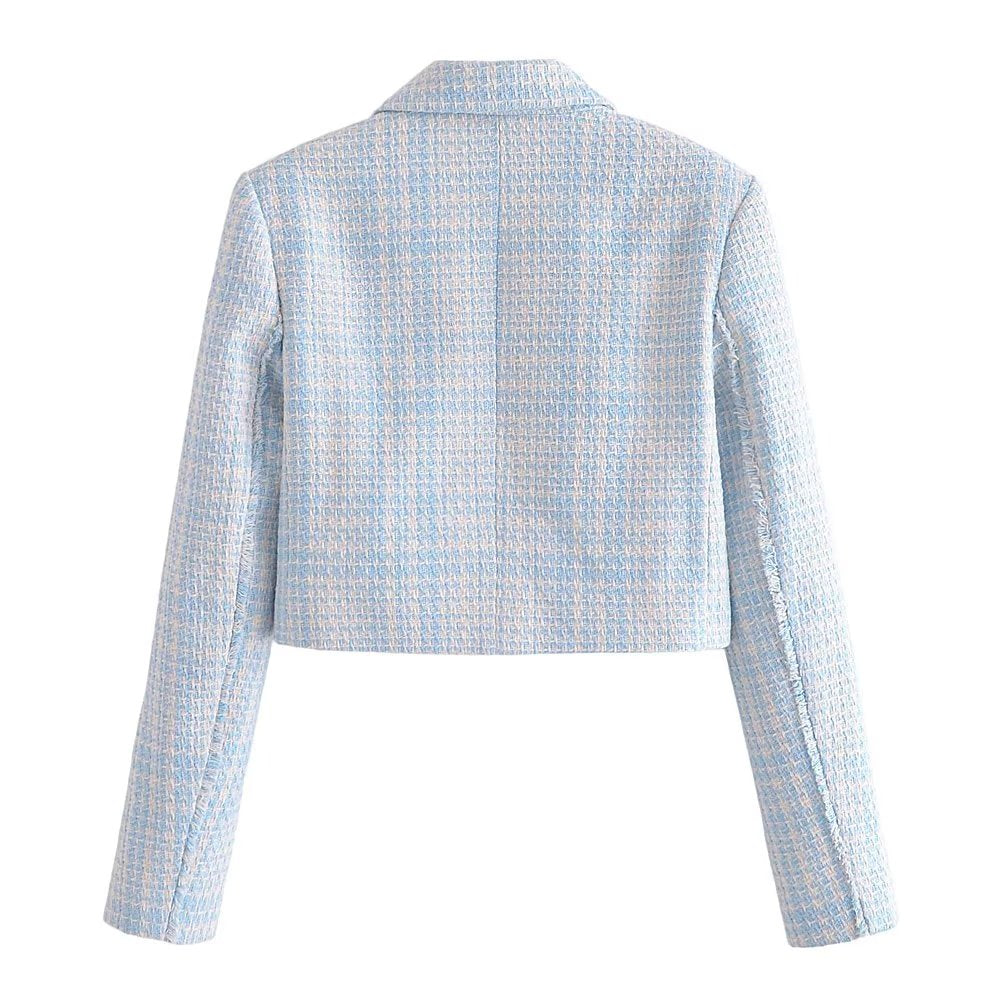 Casual Texture Double Breasted Short Blazer