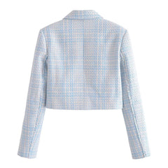 Casual Texture Double Breasted Short Blazer