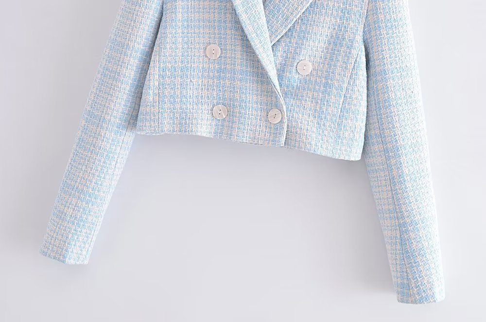 Casual Texture Double Breasted Short Blazer