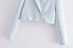 Casual Texture Double Breasted Short Blazer