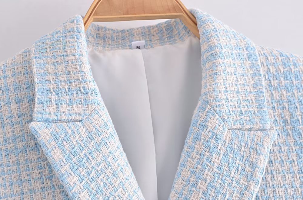 Casual Texture Double Breasted Short Blazer