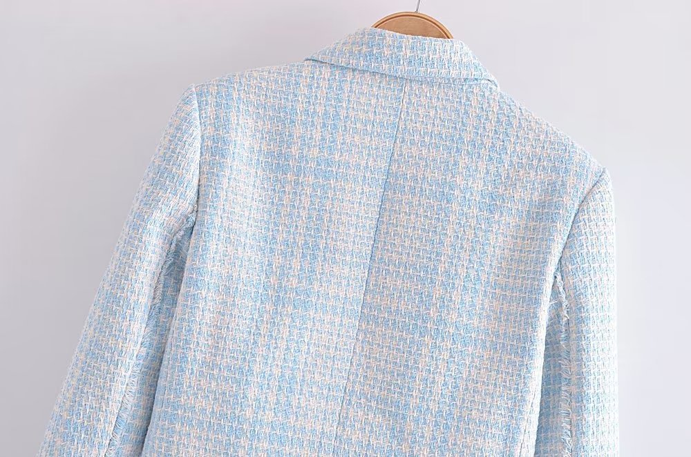 Casual Texture Double Breasted Short Blazer