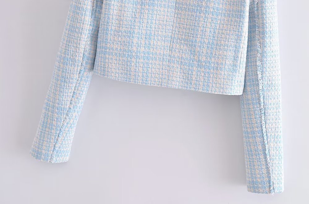 Casual Texture Double Breasted Short Blazer