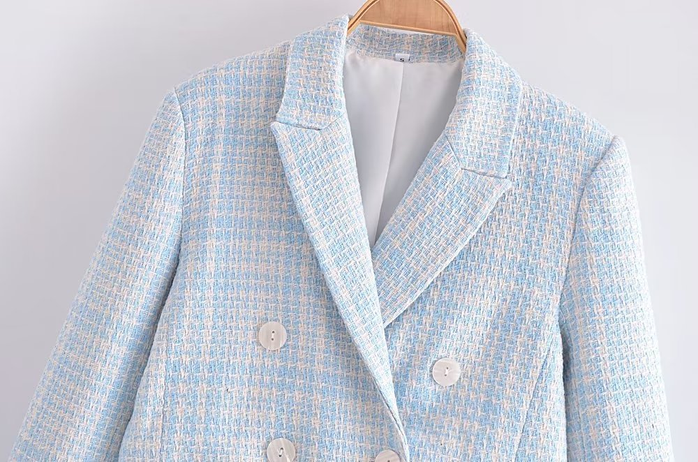 Casual Texture Double Breasted Short Blazer