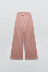 Jean simple taille haute droit délavé ourlet effiloché pantalon court