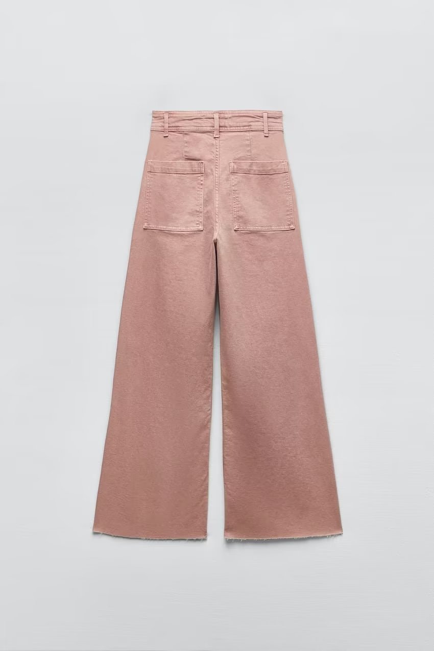 Jean simple taille haute droit délavé ourlet effiloché pantalon court