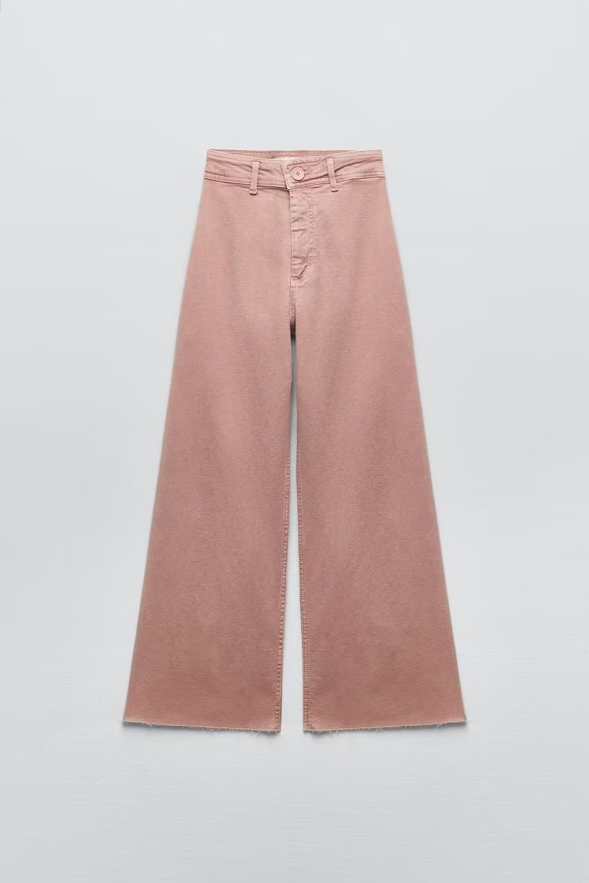 Jean simple taille haute droit délavé ourlet effiloché pantalon court