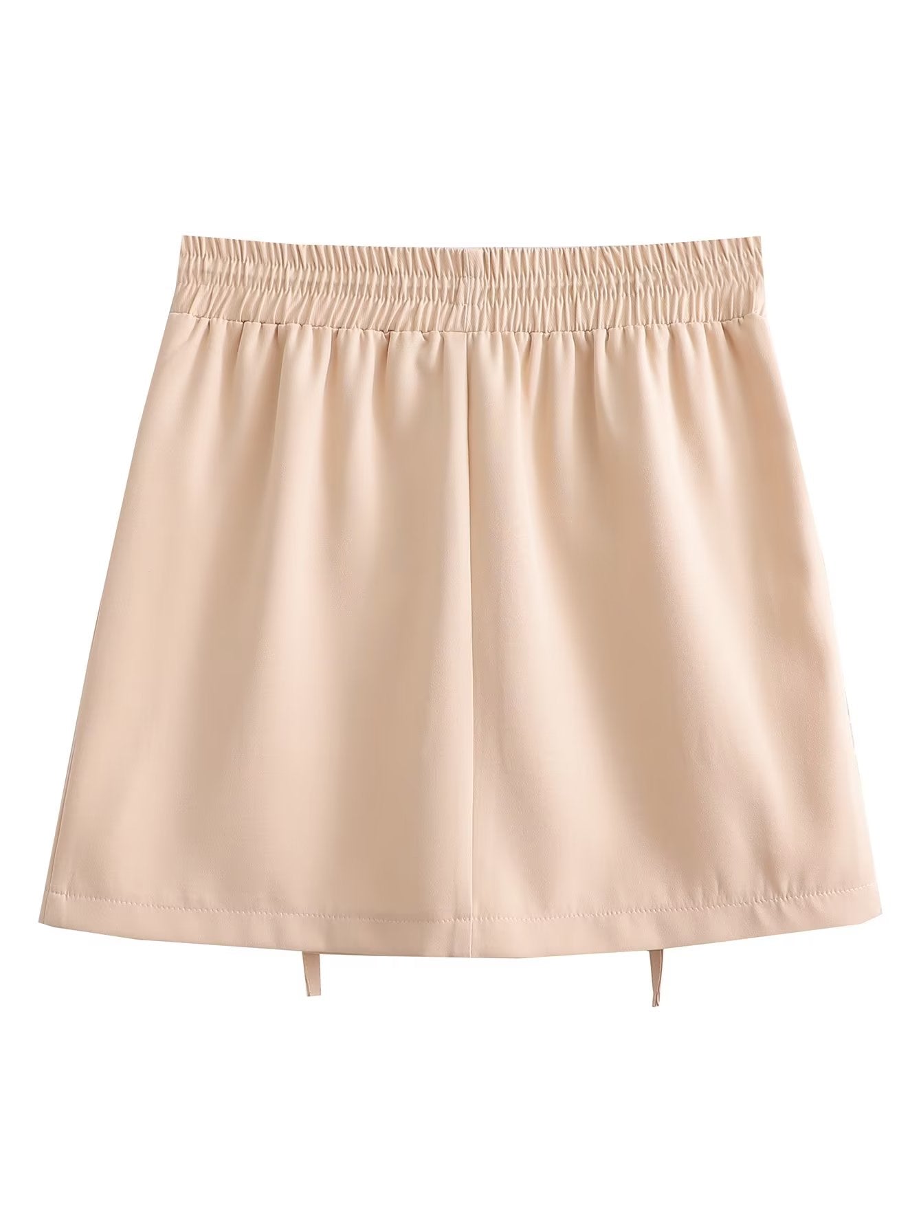 Elastic Waist Drawstring Double Pocket Tooling Mini Skirt