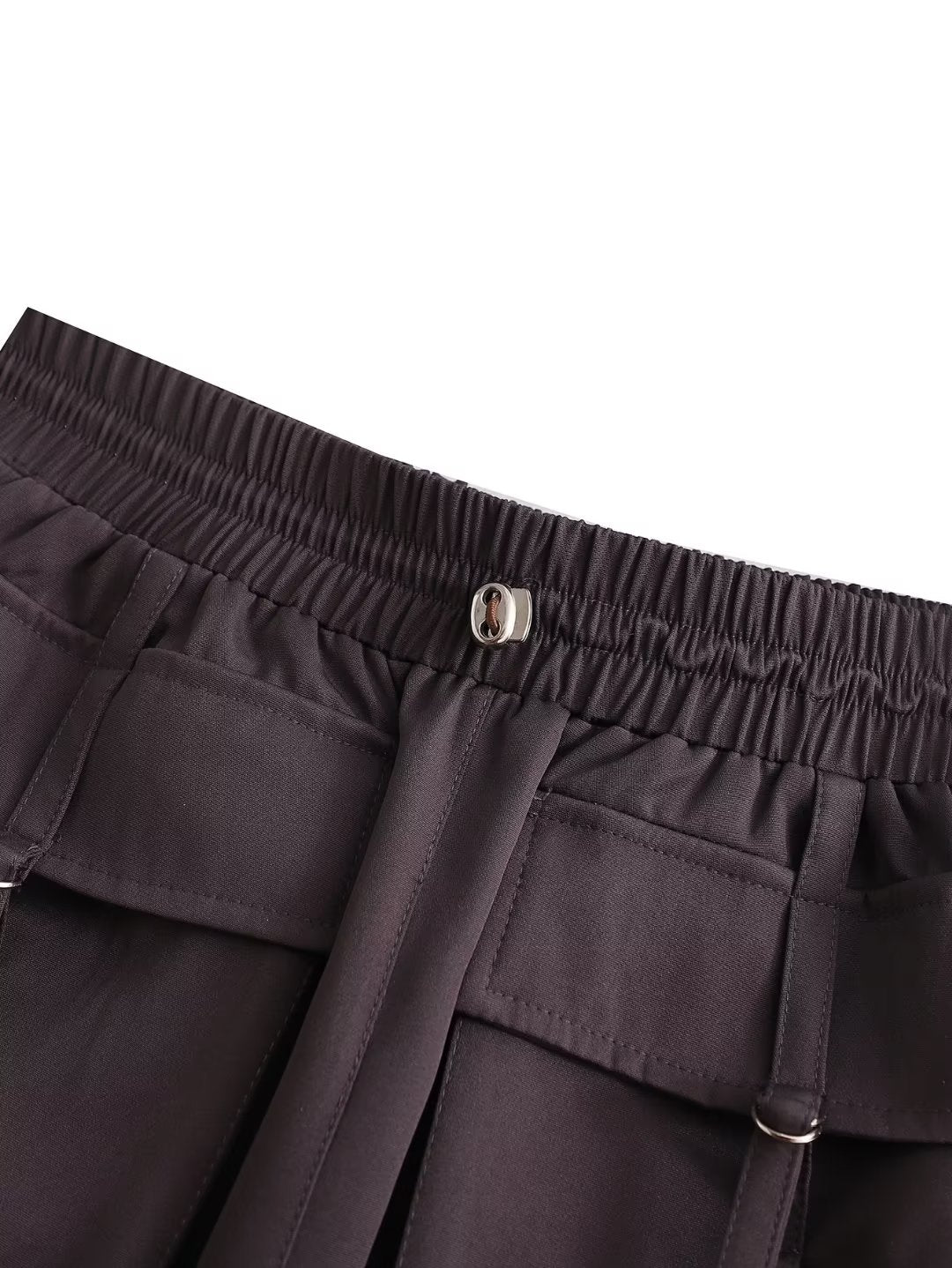 Elastic Waist Drawstring Double Pocket Tooling Mini Skirt