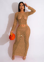 Handmade Knit Casual Cutout out Sequin Beach Dress