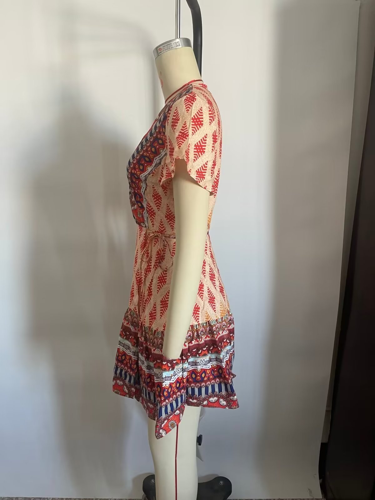 Printed Fresh High Waist Short Sleeve Dress