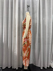 Printing Collared Long Sleeve Jumpsuit Pants