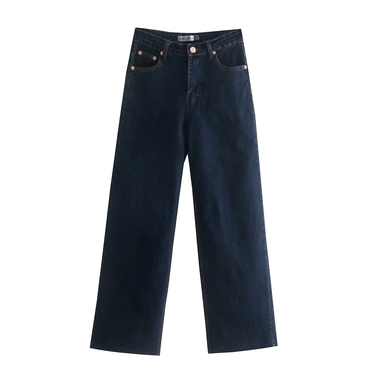 Jean droit amincissant taille haute assorti pour l'automne