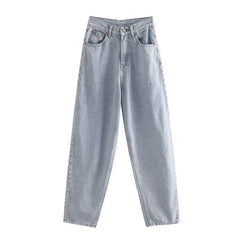 Retro High Waist Loose Plissee Straight Casual Slimming Jeans
