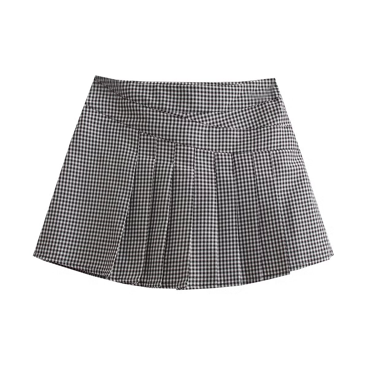 F00174239 Klassischer Retro-Hosenrock mit Karomuster