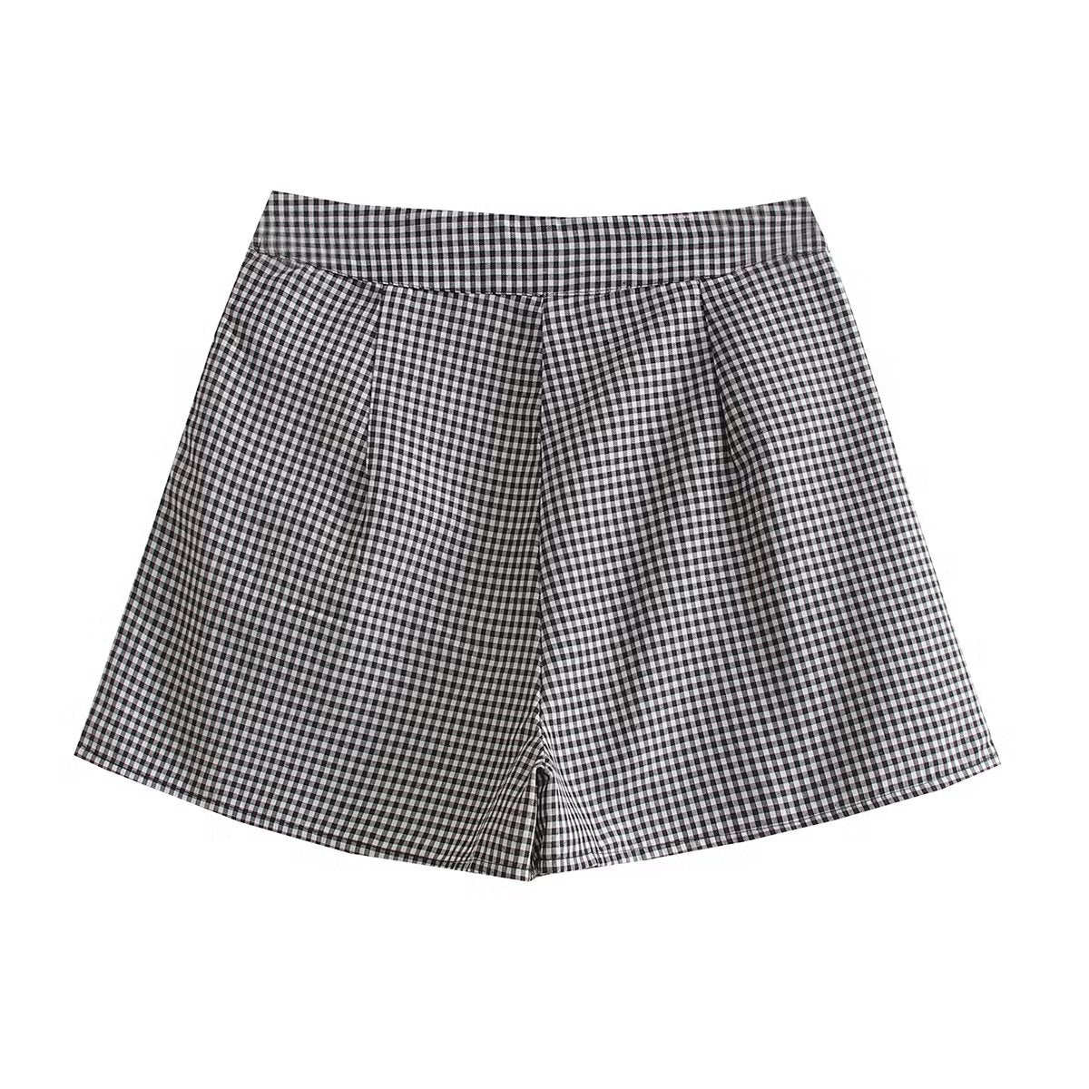 F00174239 Klassischer Retro-Hosenrock mit Karomuster