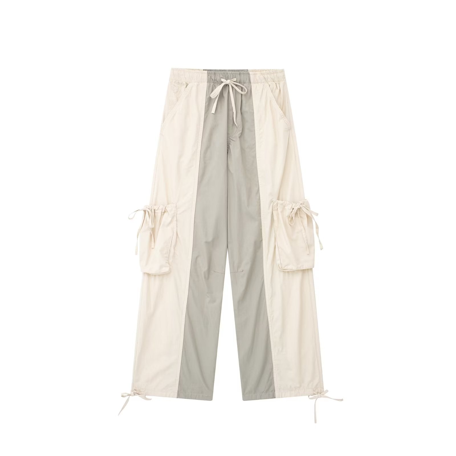 Jean cargo kaki ancien, pantalon ample à poches multiples et queue traînante