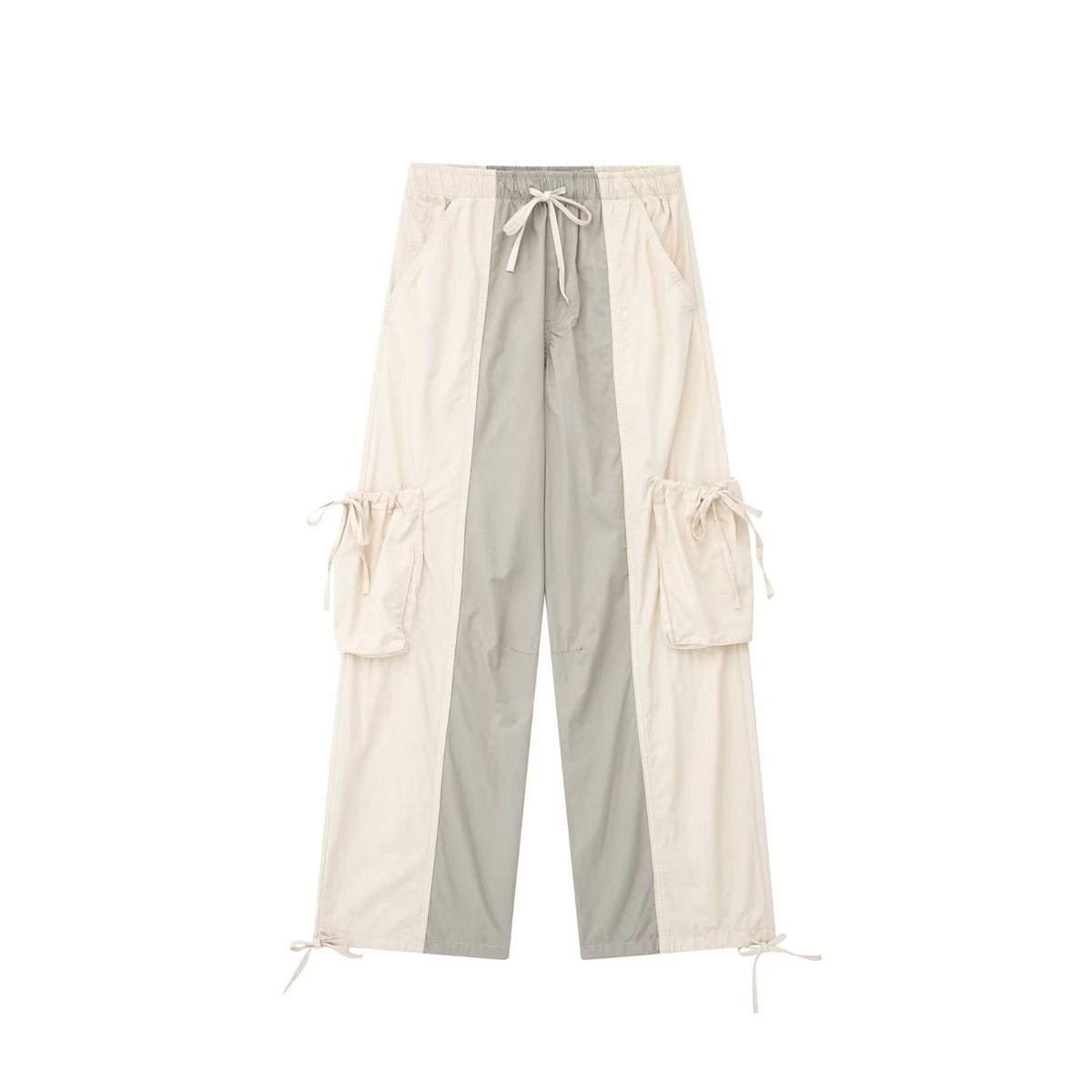 Jean cargo kaki ancien, pantalon ample à poches multiples et queue traînante