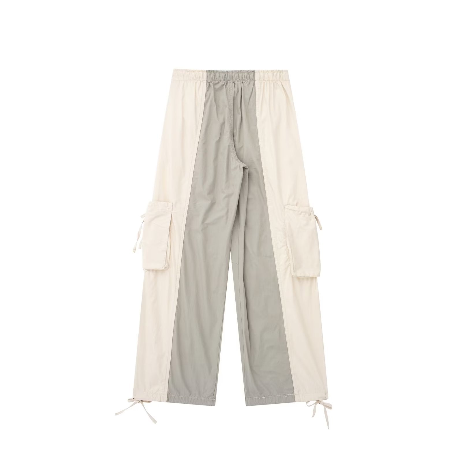 Jean cargo kaki ancien, pantalon ample à poches multiples et queue traînante