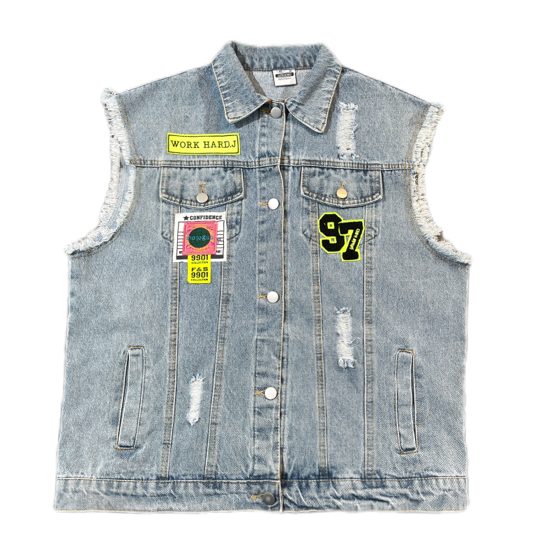 Light Blue Denim Vest Loose Bears Sense Small Coat