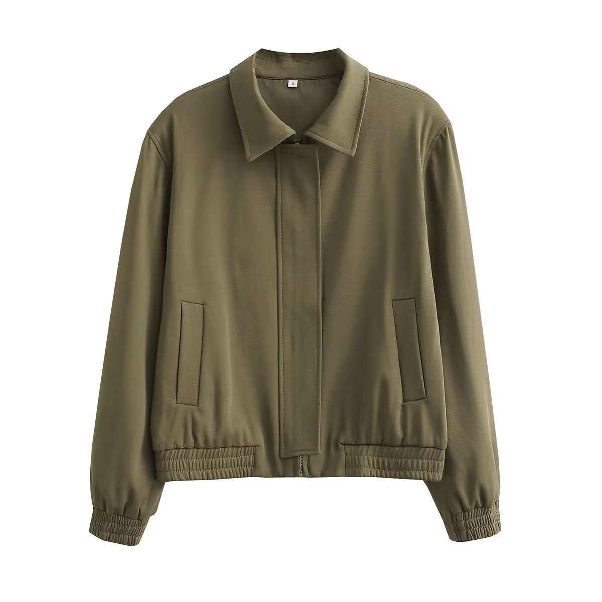 Manteau veste à manches longues et col uni