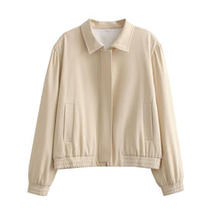 Manteau veste à manches longues et col uni