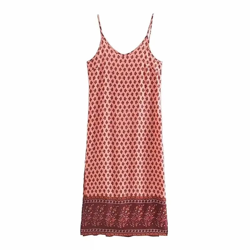 Kleid mit Schlitz und Blumenmuster in Cashew-Optik