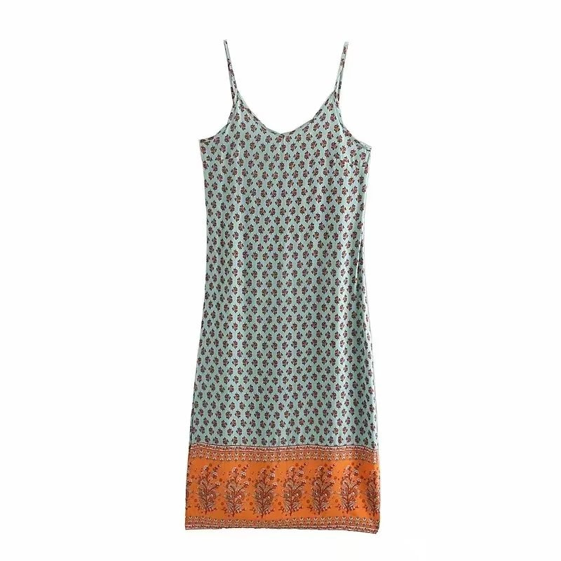 Kleid mit Schlitz und Blumenmuster in Cashew-Optik