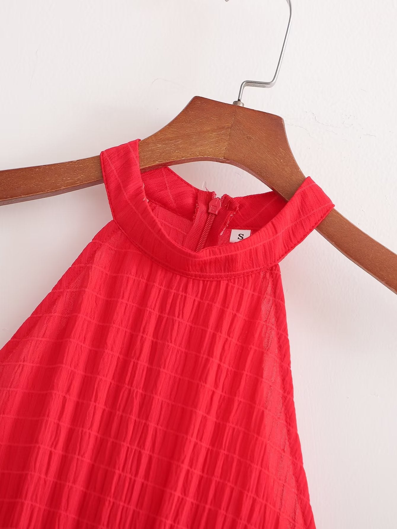 Elegance Chiffon Sleeveless Ruffled Short Dress With Belt