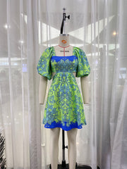 Robe trapèze taille haute à imprimé floral pour les vacances