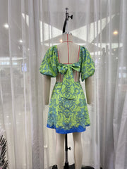Robe trapèze taille haute à imprimé floral pour les vacances