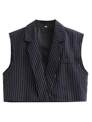 Short Tops Vintage Striped Lasel Vest