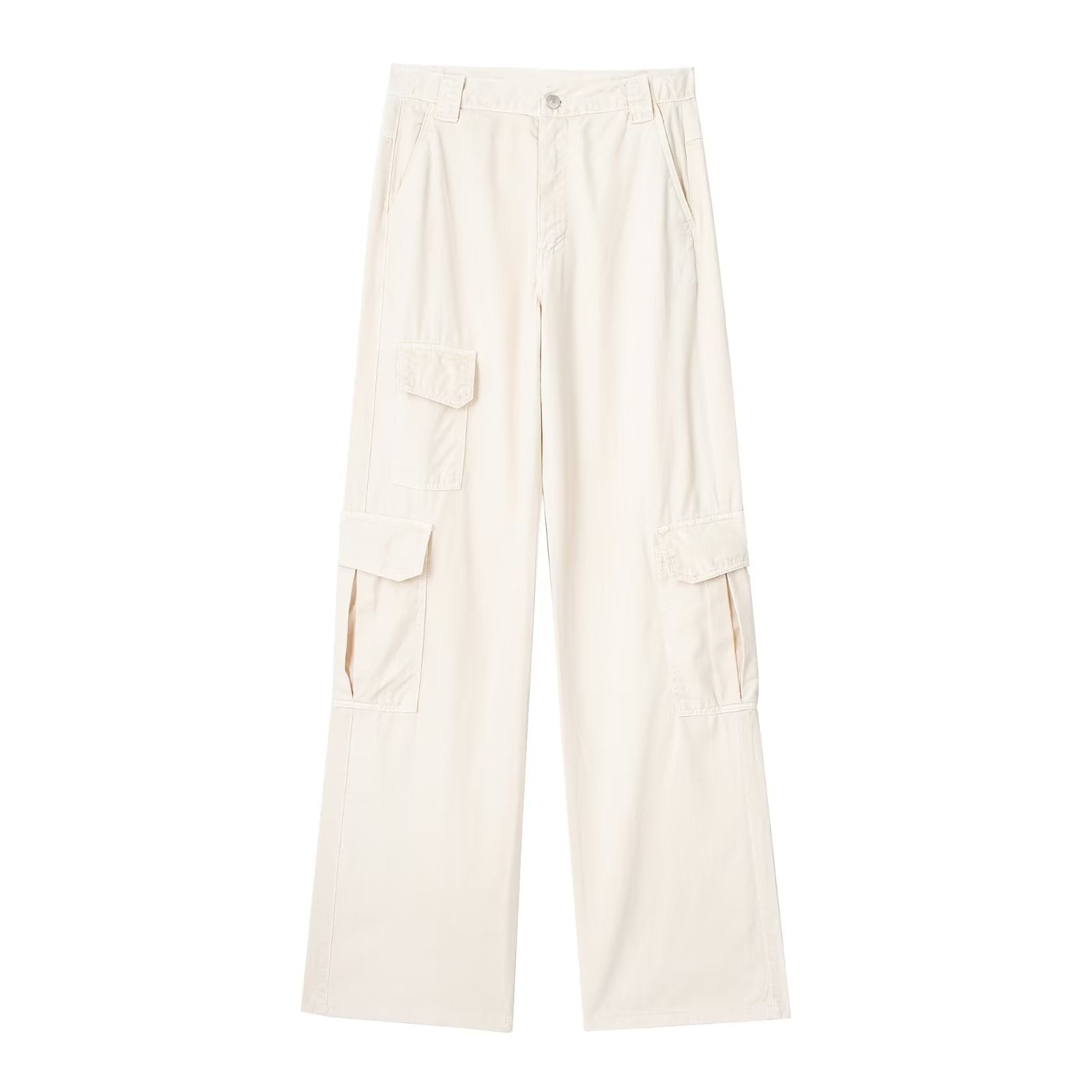 Gerade, lockere Jeanshose mit hoher Taille und weitem Bein